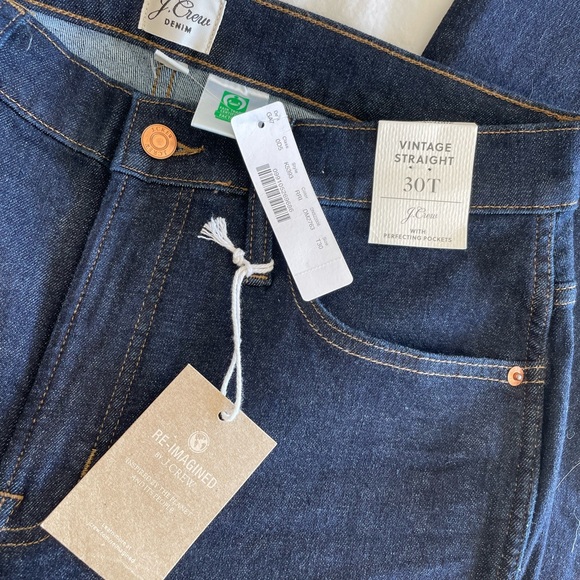 NWT J. Crew Vintage Straight Denim. NEVER WORN perfect dark rinse jean - Picture 6 of 7